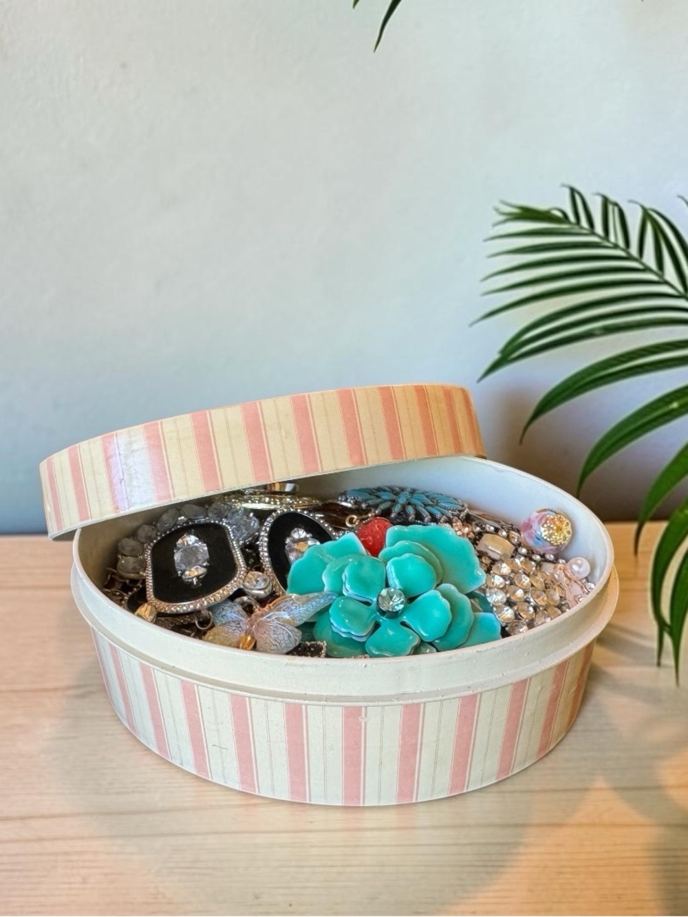 Mystery Jewelry Crafting Lot Rhinestone Enamel Repair Harvest Junk Jewelry Box